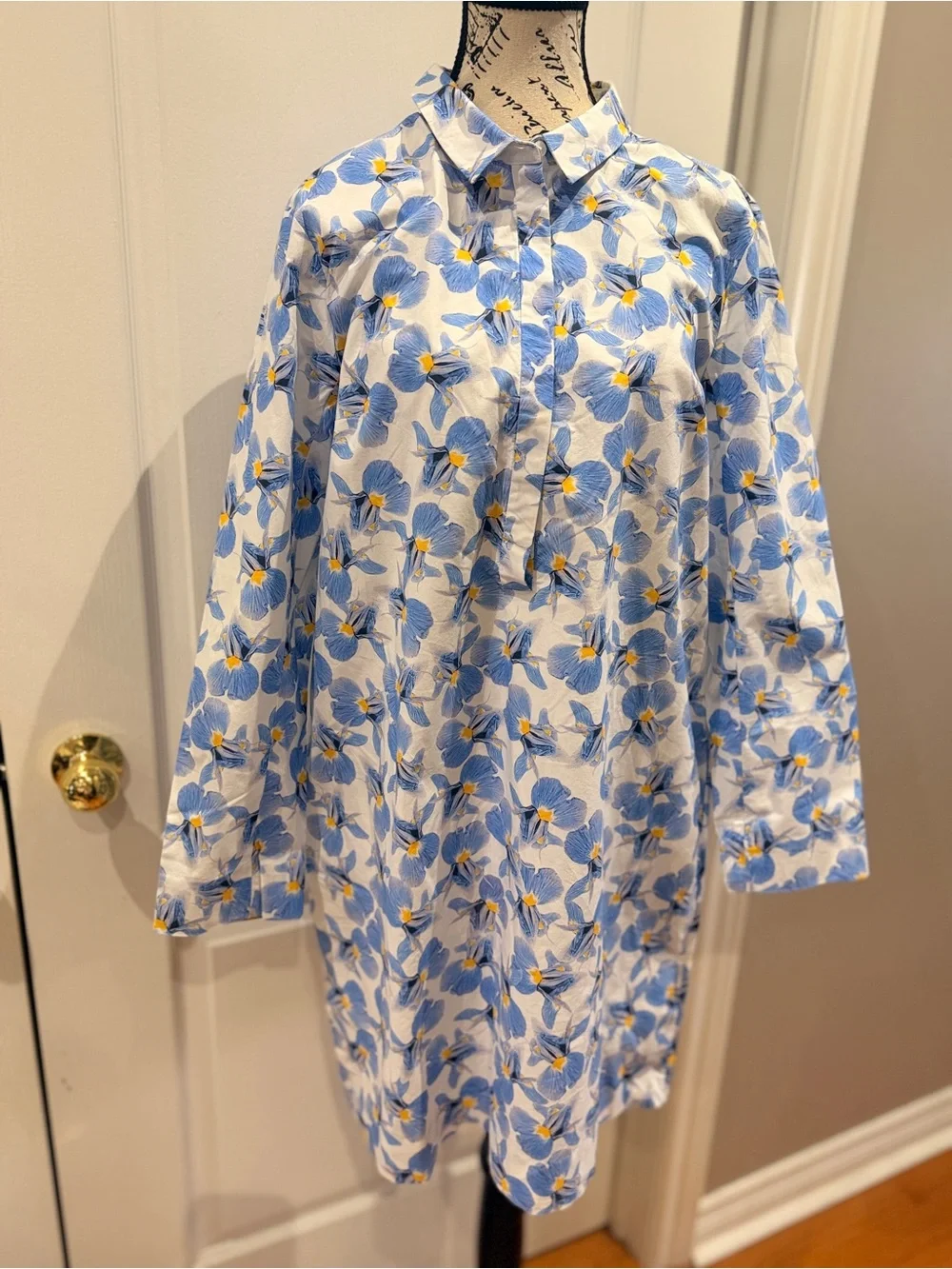 COS Blue and White Floral Shirt Dress with Yellow Accents - Picture 6 of 16